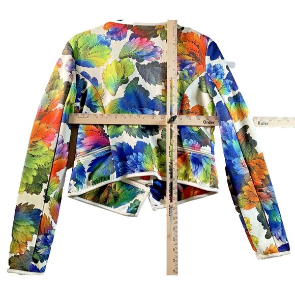 Alt B Jacket Womens Small Floral Print Zip Front Lightweight Blazer Top - Picture 4 of 4